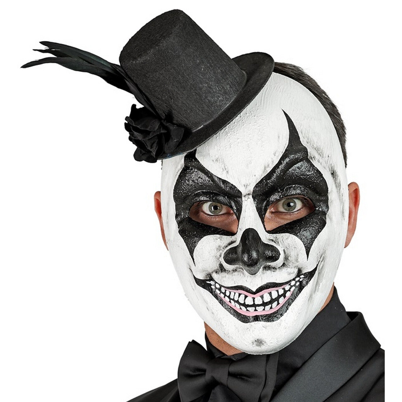 Op deze afbeelding zie je een Accessoires, van het merk Widmann. Masker Evil Man Met Hoed