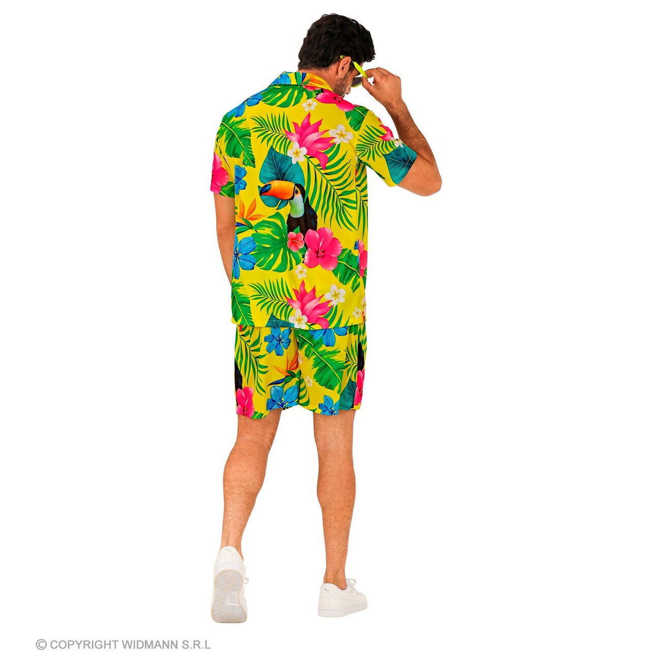 Op deze afbeelding zie je een Kostuums, van het merk Widmann. Tropische Bloemen En Toekan Man Kostuum