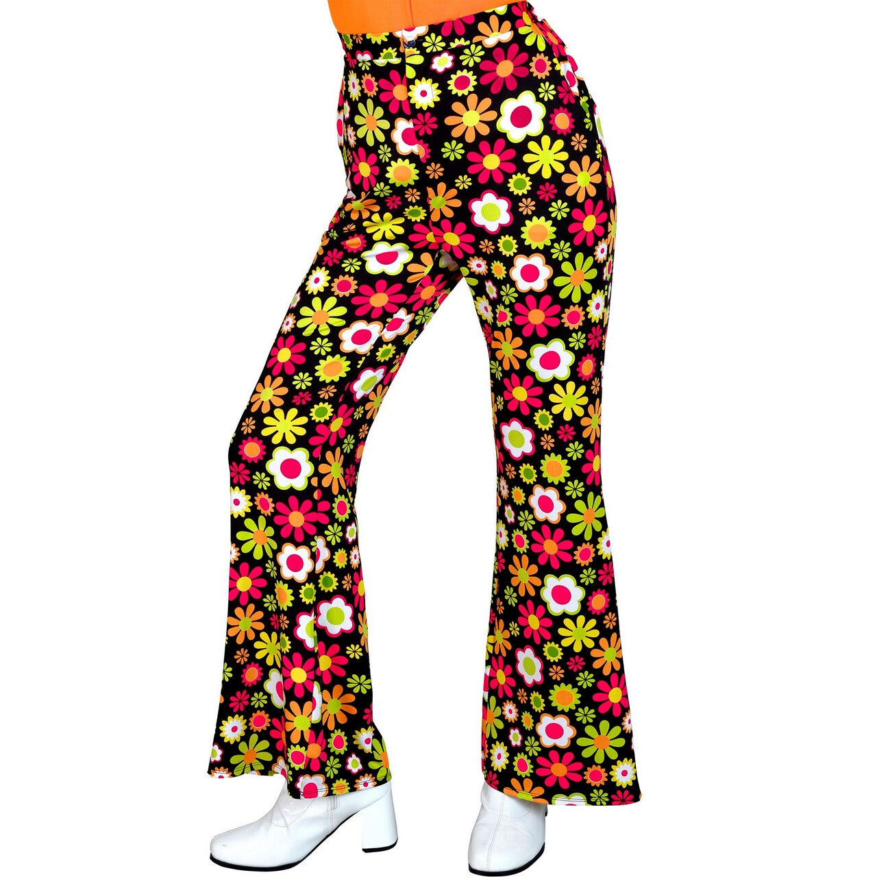 Op deze afbeelding zie je een Kostuums, van het merk Widmann. Flower Dance Broek Super 60s Vrouw