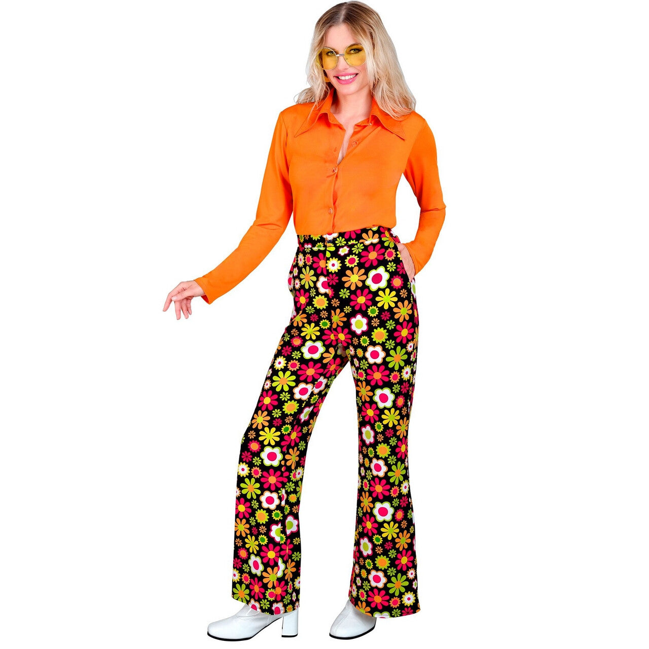 Op deze afbeelding zie je een Kostuums, van het merk Widmann. Flower Dance Broek Super 60s Vrouw