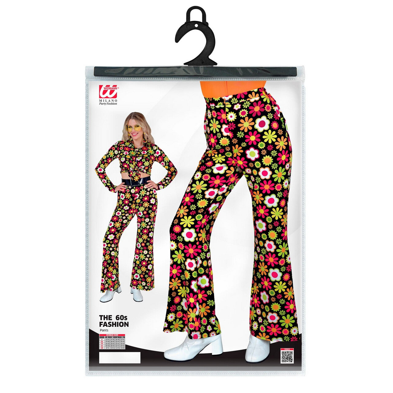 Op deze afbeelding zie je een Kostuums, van het merk Widmann. Flower Dance Broek Super 60s Vrouw