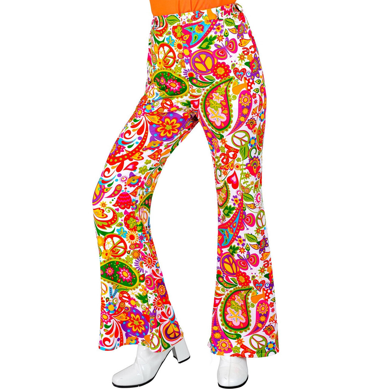 Op deze afbeelding zie je een Kostuums, van het merk Widmann. Super 60s Peace And Flower Broek Vrouw
