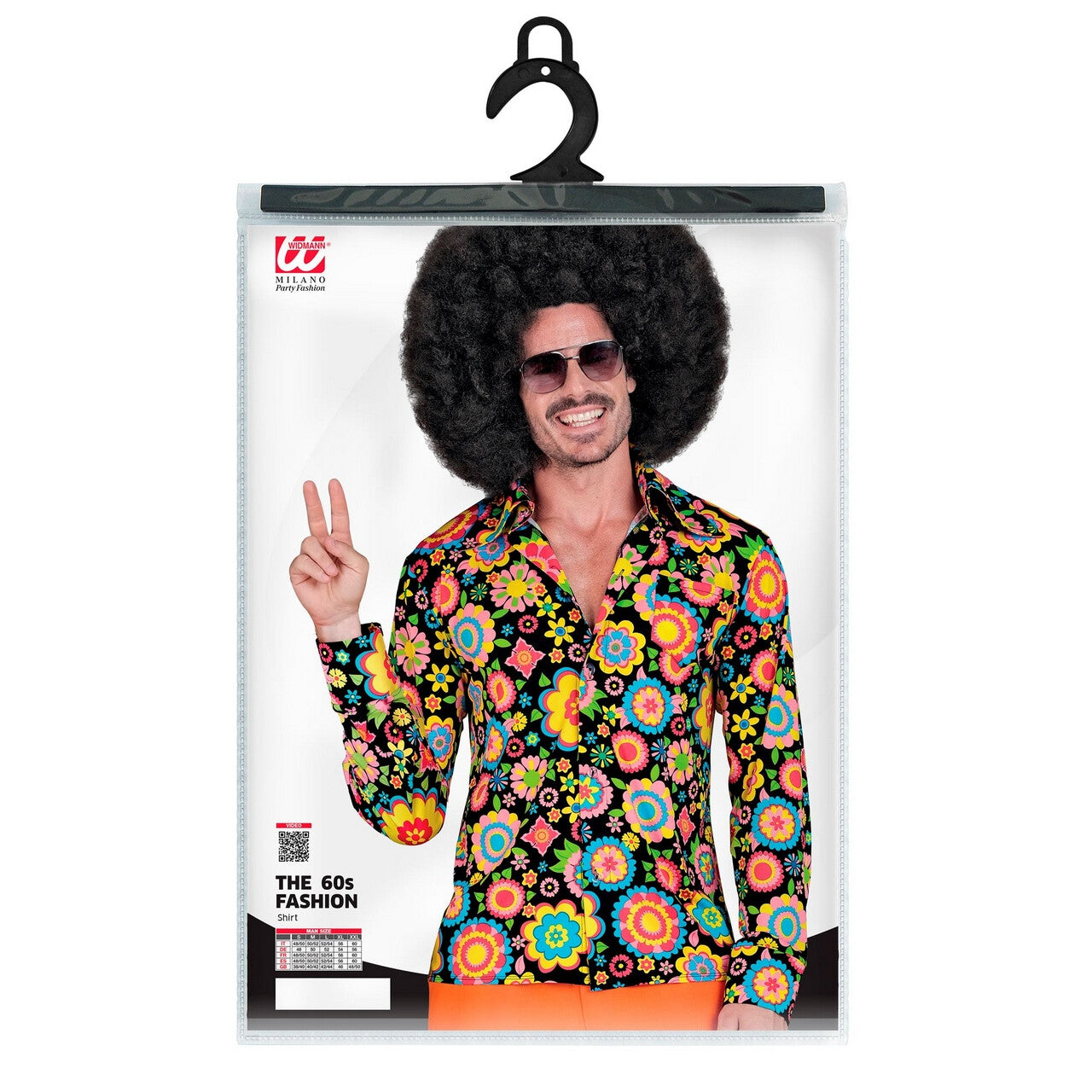 Op deze afbeelding zie je een Kostuums, van het merk Widmann. So Into The 60s Flower Love Overhemd Man