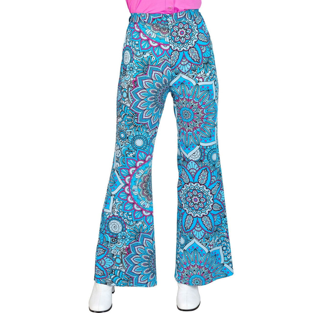 Op deze afbeelding zie je een Kostuums, van het merk Widmann. Super 60s Mandala Blue Broek Vrouw