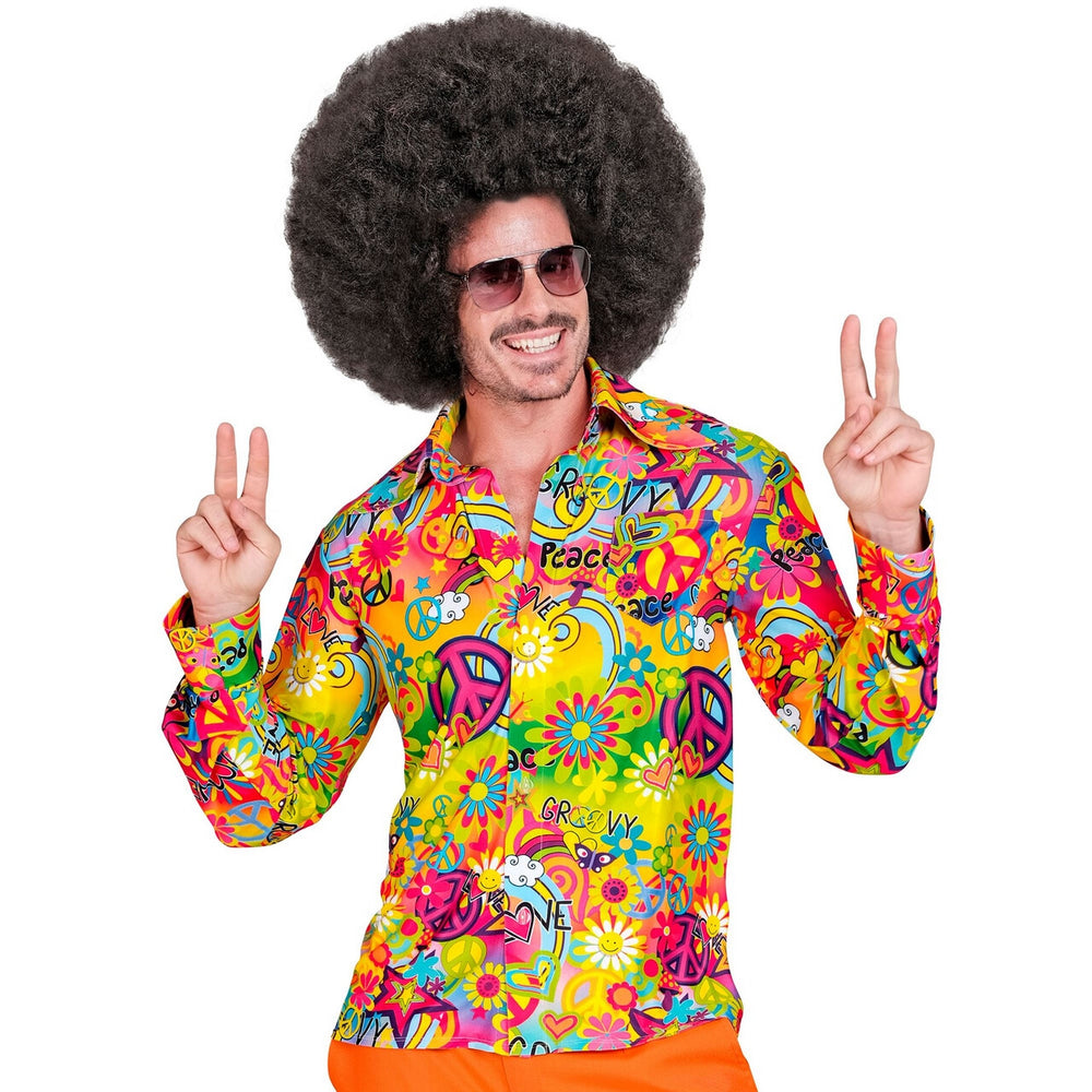 Op deze afbeelding zie je een Kostuums, van het merk Widmann. Super 60s Peace And Love Overhemd Man