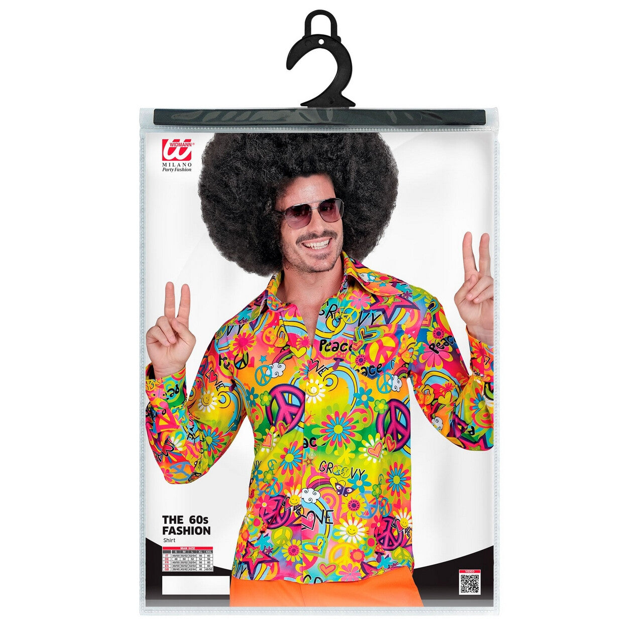 Op deze afbeelding zie je een Kostuums, van het merk Widmann. Super 60s Peace And Love Overhemd Man