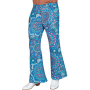 Op deze afbeelding zie je een Kostuums, van het merk Widmann. Super 60s Mandala Blue Wijde Pijpen Broek
