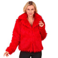 Feuerrote Kunstpelzjacke Damen
