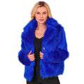 Kobaltblaue Felljacke Damen