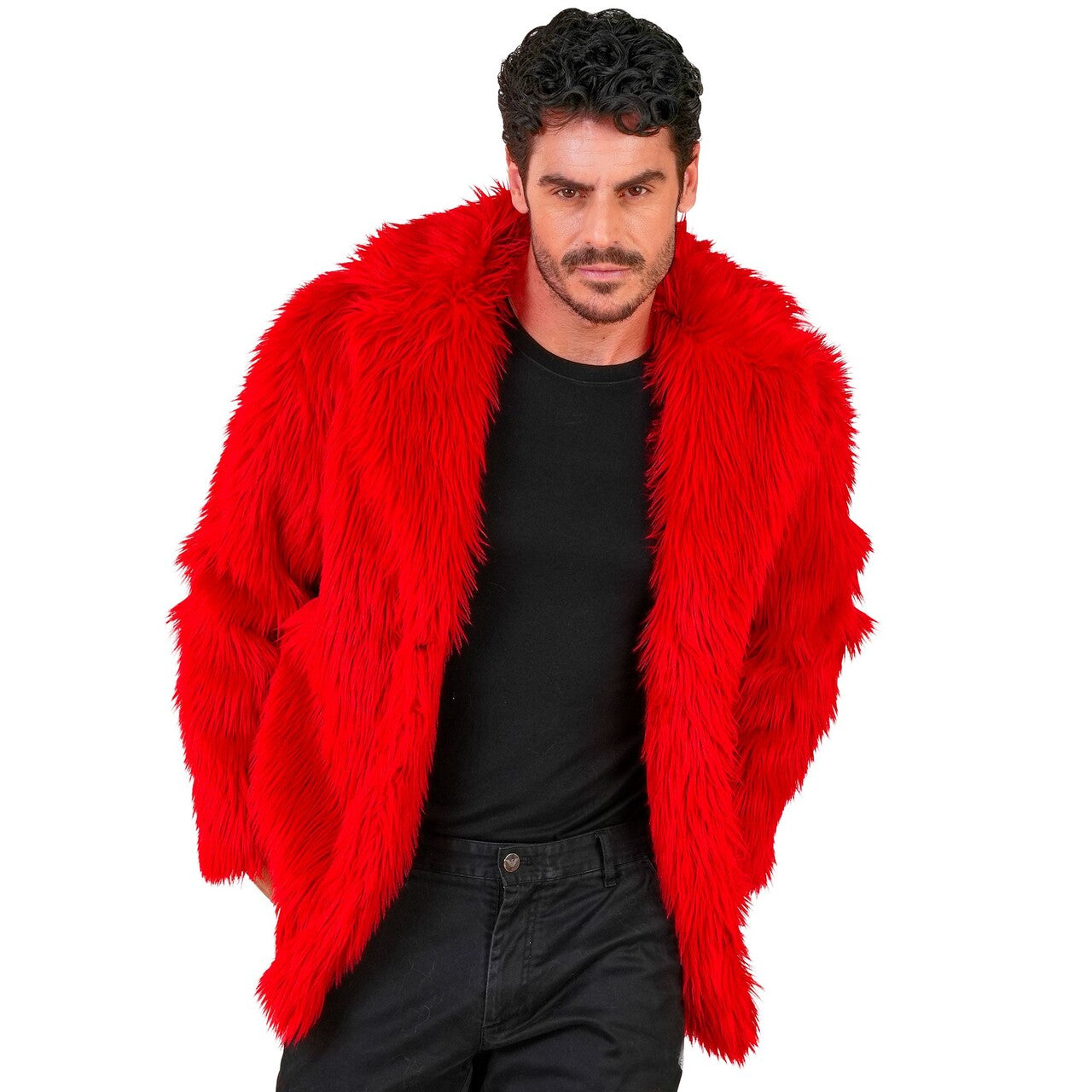 Op deze afbeelding zie je een Kostuums, van het merk Widmann. Dress To Impress Rode Bontjas