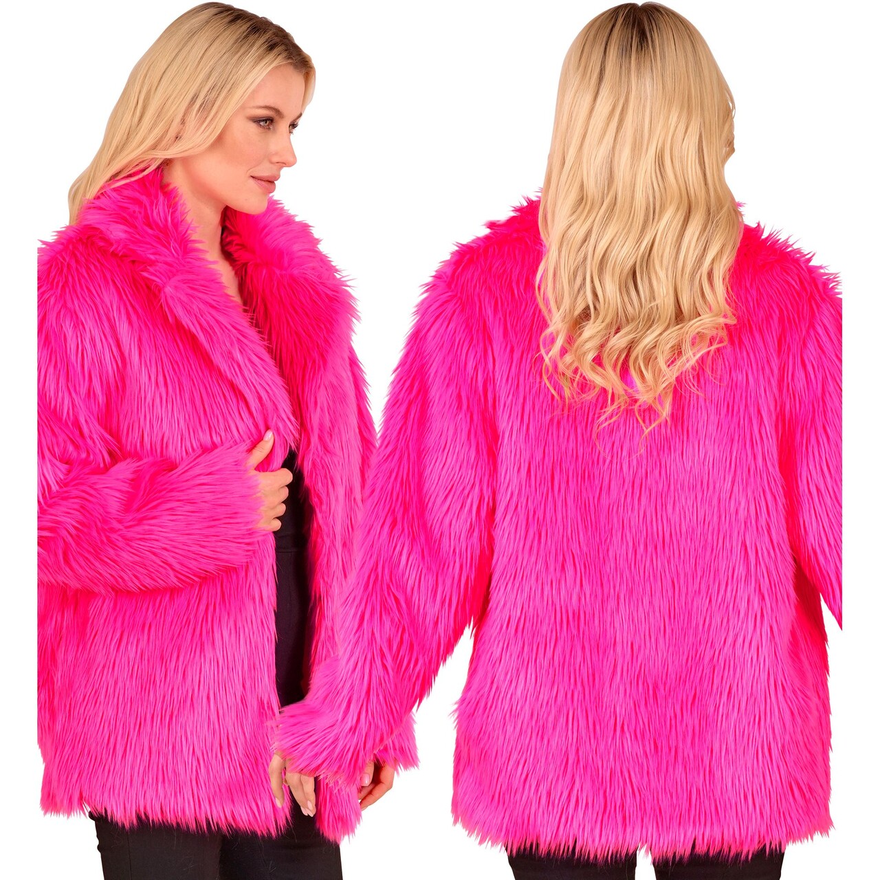 Op deze afbeelding zie je een Kostuums, van het merk Widmann. Crazy In Pink Bontjas