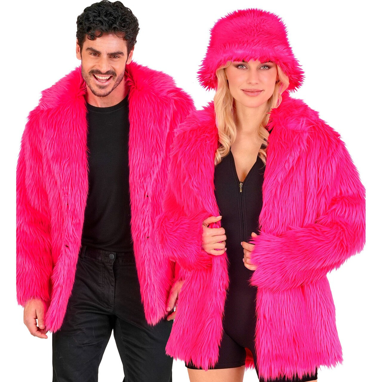Op deze afbeelding zie je een Kostuums, van het merk Widmann. Crazy In Pink Bontjas