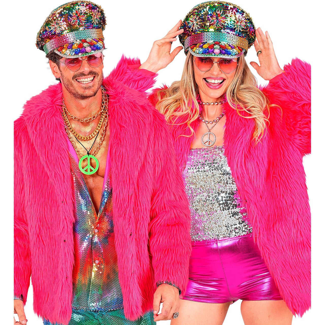 Op deze afbeelding zie je een Kostuums, van het merk Widmann. Crazy In Pink Bontjas