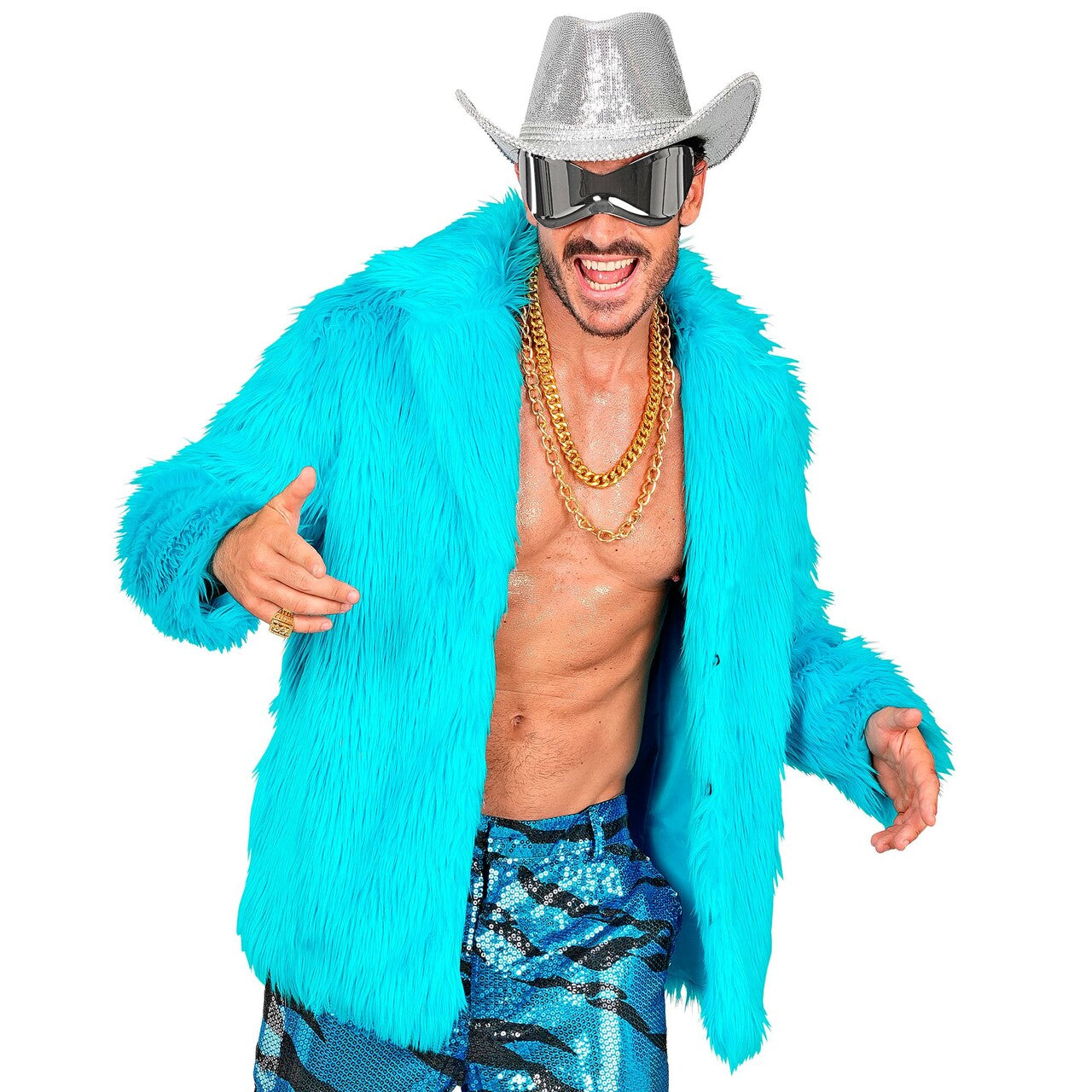 Op deze afbeelding zie je een Kostuums, van het merk Widmann. Lichtblauwe Bontjas Cool As Ice