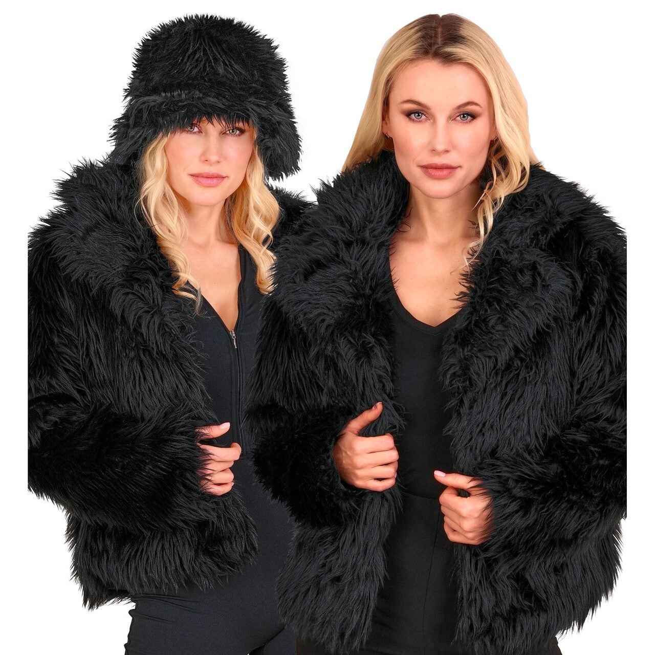 Op deze afbeelding zie je een Kostuums, van het merk Widmann. Zwarte Bontjas Style Icon Vrouw