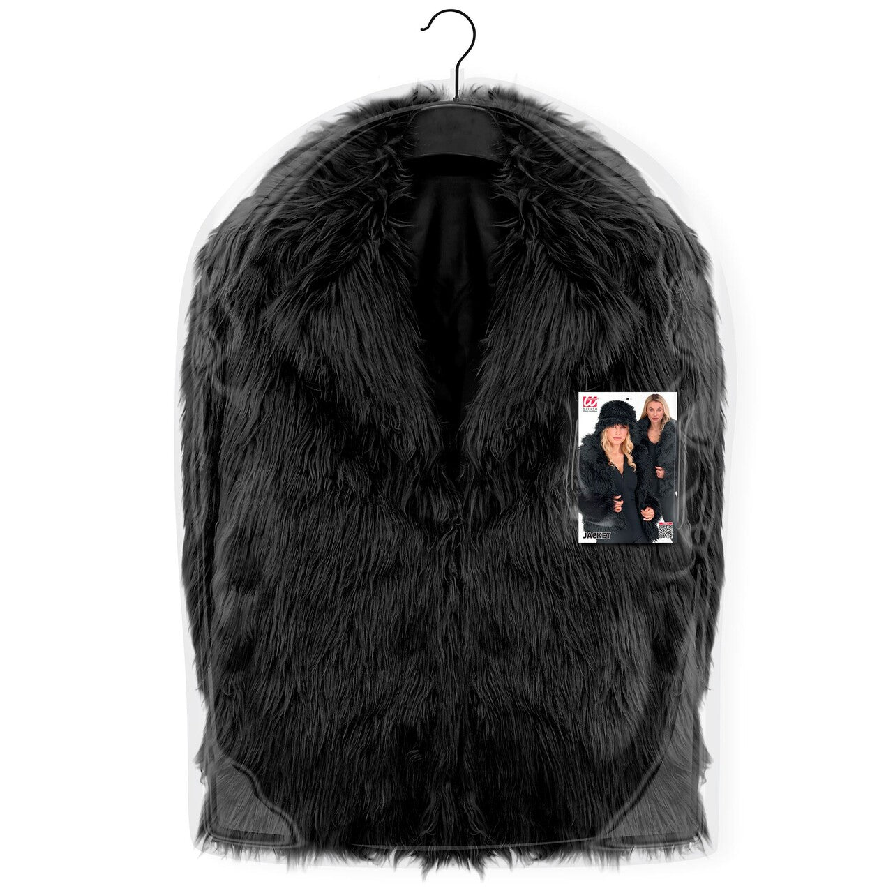 Op deze afbeelding zie je een Kostuums, van het merk Widmann. Zwarte Bontjas Style Icon Vrouw