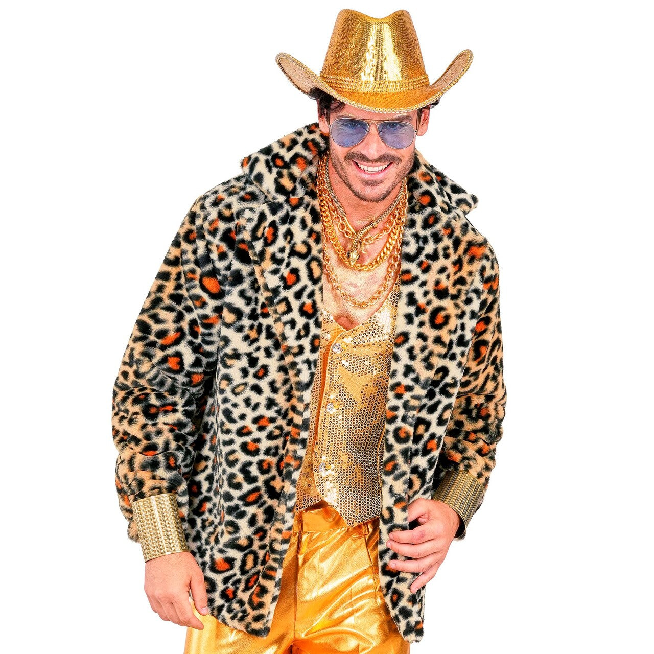 Op deze afbeelding zie je een Kostuums, van het merk Widmann. Bontjas Luipaard Wilde Pooier