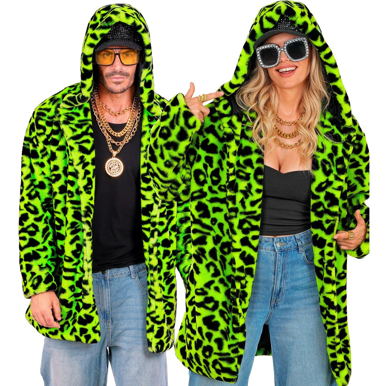 Op deze afbeelding zie je een Kostuums, van het merk Widmann. Bontjas Met Capuchon No Camo Green Kostuum
