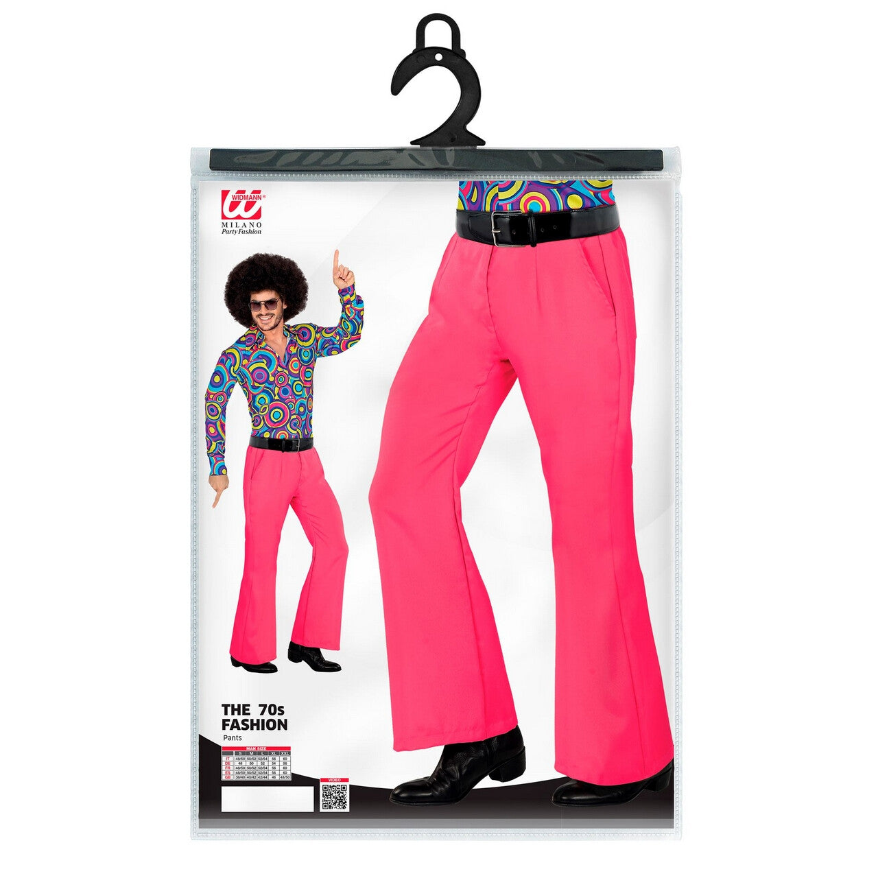 Op deze afbeelding zie je een Kostuums, van het merk Widmann. Jaren 70 Soul Dance Broek Roze Man