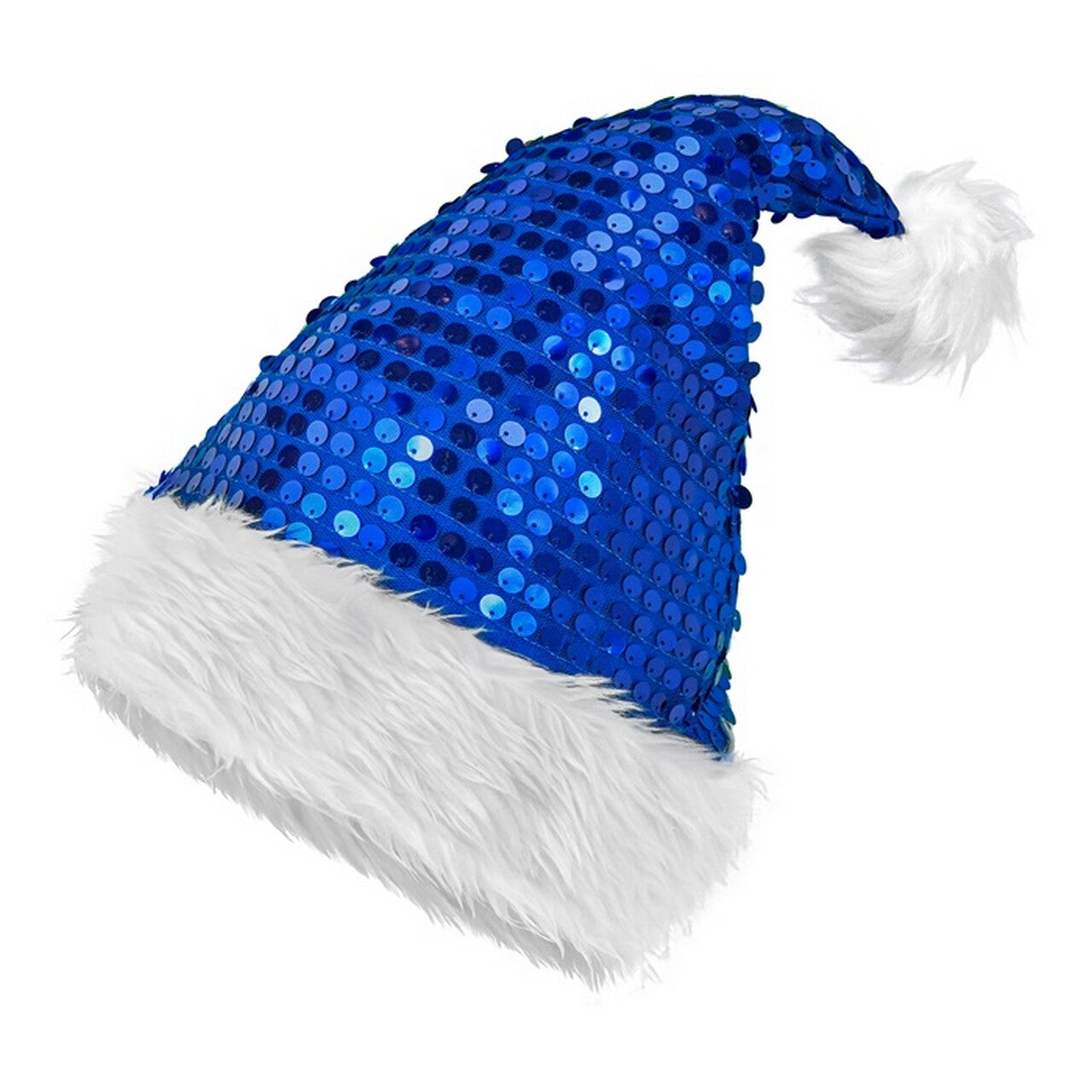 Op deze afbeelding zie je een Accessoires, van het merk Widmann. Glitter Bling Kerst Muts Met Pailletten Blauw