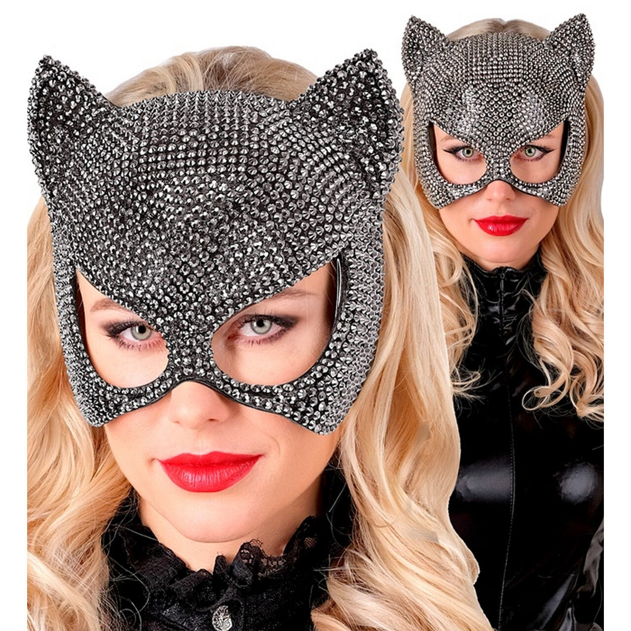 Op deze afbeelding zie je een Accessoires, van het merk Widmann. Kittig Masker Met Strass