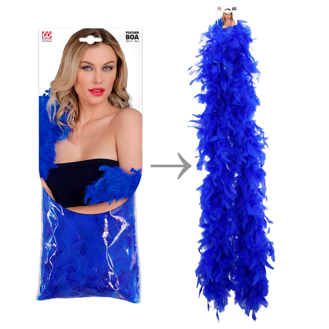 Op deze afbeelding zie je een Accessoires, van het merk Widmann. Boa Blauw 180 Centimeter 80 Gram