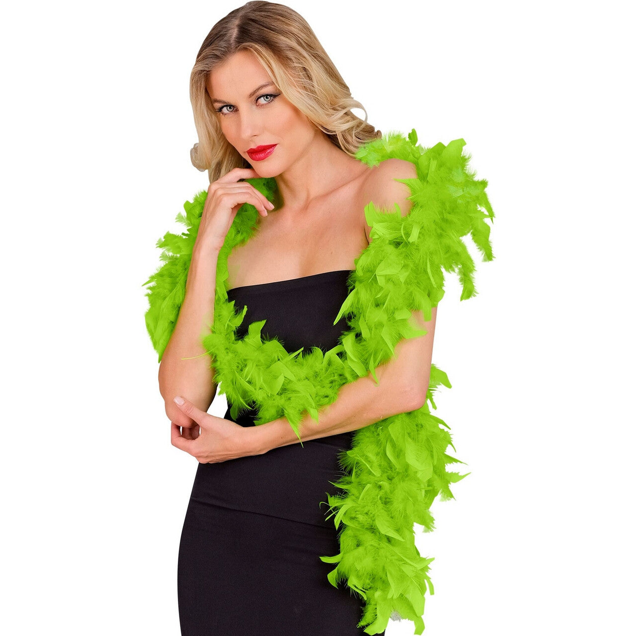 Op deze afbeelding zie je een Accessoires, van het merk Widmann. Boa Lime Groen 180 Centimeter 80 Gram