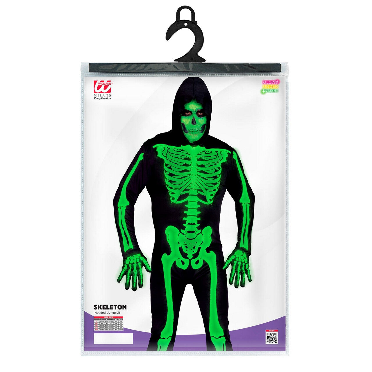 Op deze afbeelding zie je een Kostuums, van het merk Widmann. Gif Groene Halloween Skeletman Kostuum