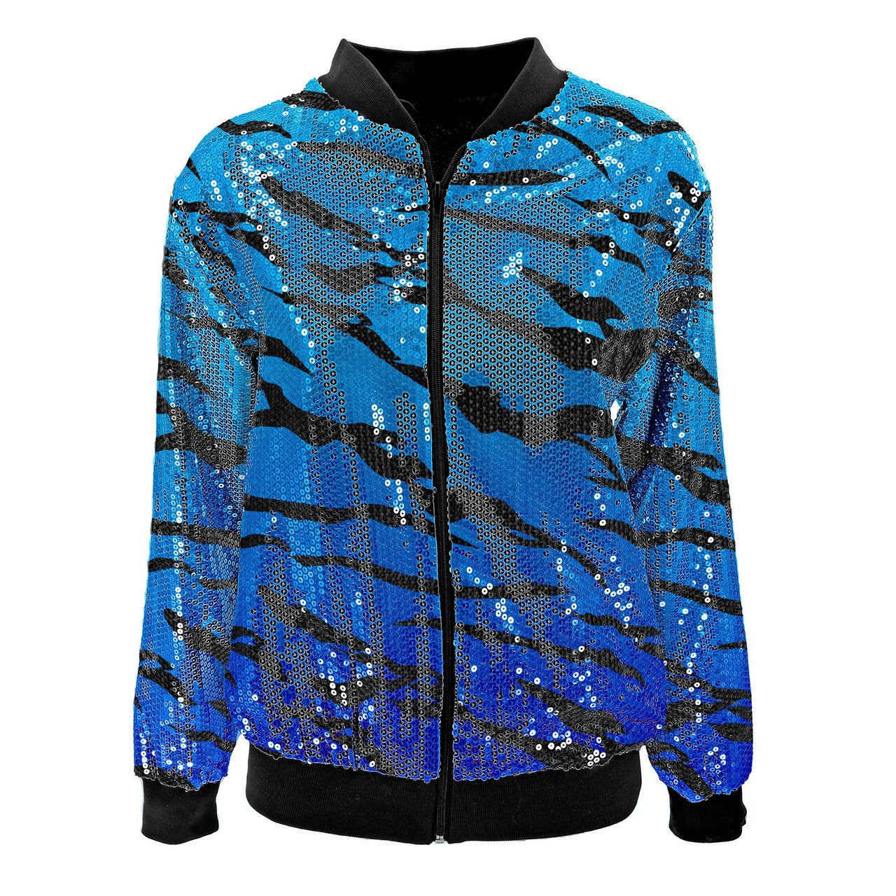 Op deze afbeelding zie je een Kostuums, van het merk Widmann. Bomberjack Pailletten Jas Avatar Blue Waves