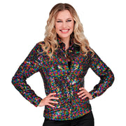 Op deze afbeelding zie je een Kostuums, van het merk Widmann. Pailletten Blouse Confetti Colour Party Vrouw