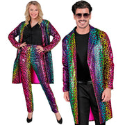 Op deze afbeelding zie je een Kostuums, van het merk Widmann. Pailletten Regenboog Jungle Party Luipaardprint Jas