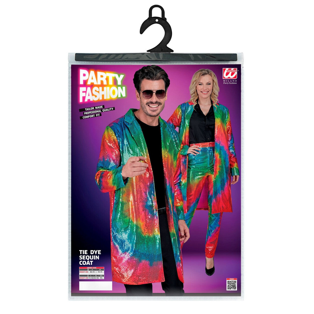 Op deze afbeelding zie je een Kostuums, van het merk Widmann. Pailletten Jas Hippie Tie Dye