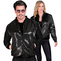 Schimmernde Pailletten-Bomberjacke Schwarz Unisex