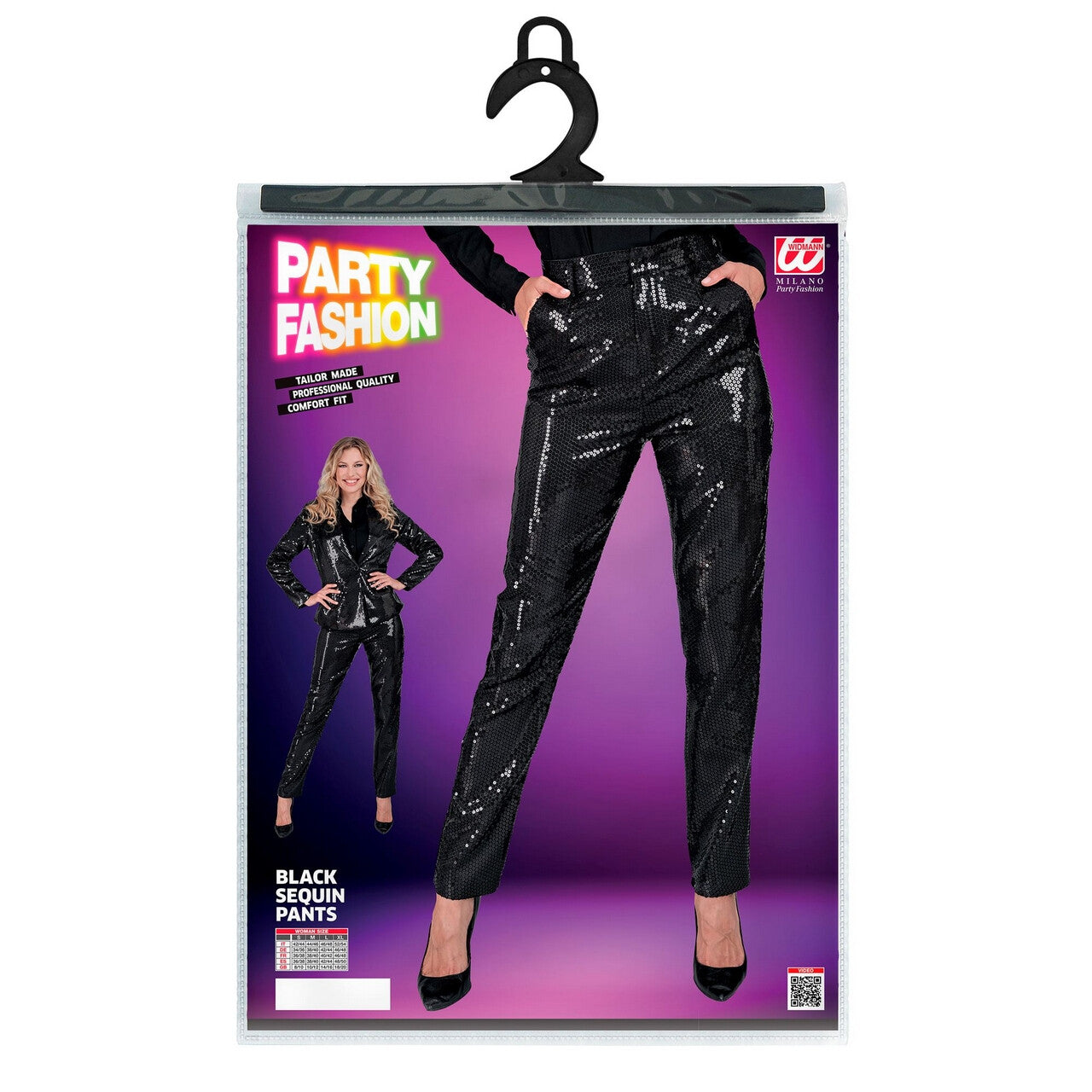 Op deze afbeelding zie je een Kostuums, van het merk Widmann. Pailletten Broek Zwart Ready To Shine Vrouw