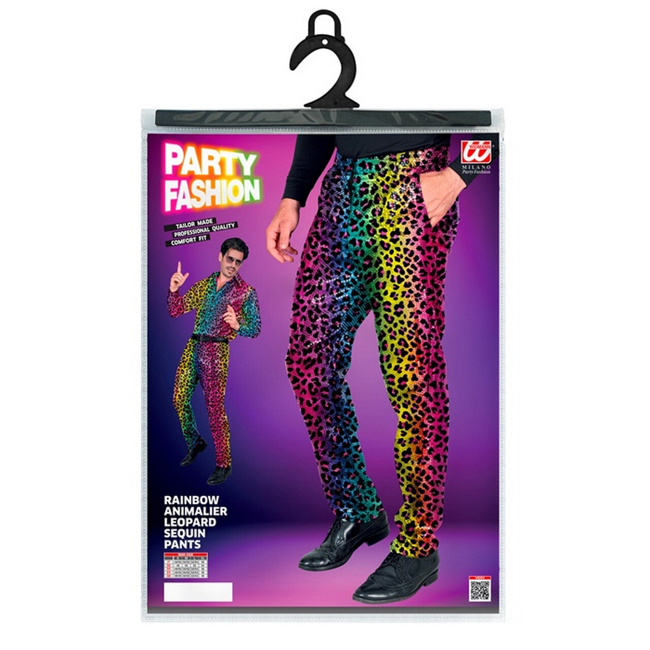 Op deze afbeelding zie je een Kostuums, van het merk Widmann. Super Foute Regenboog Luipaardprint Broek Man