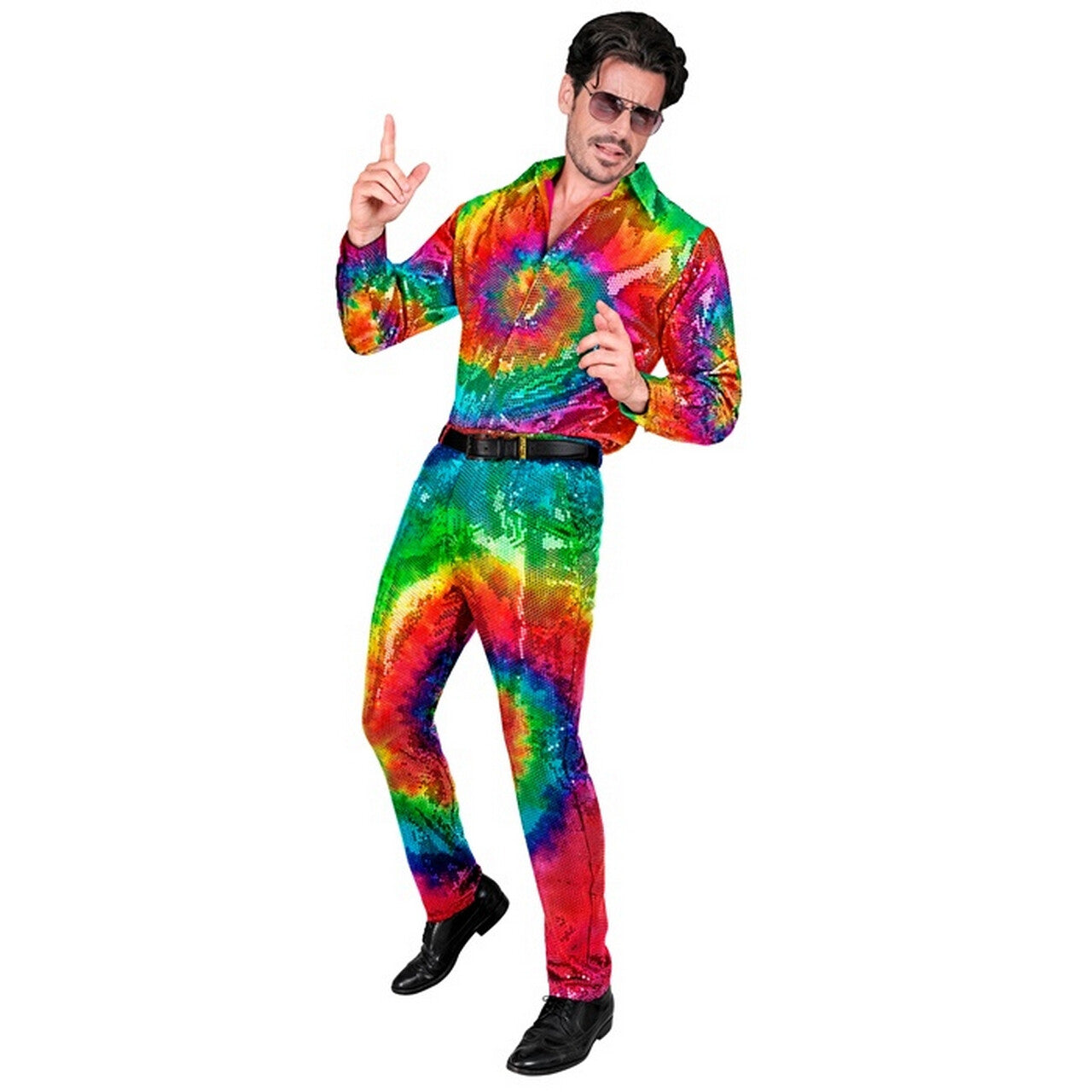 Op deze afbeelding zie je een Kostuums, van het merk Widmann. Colour Me Best Broek Pailletten Man