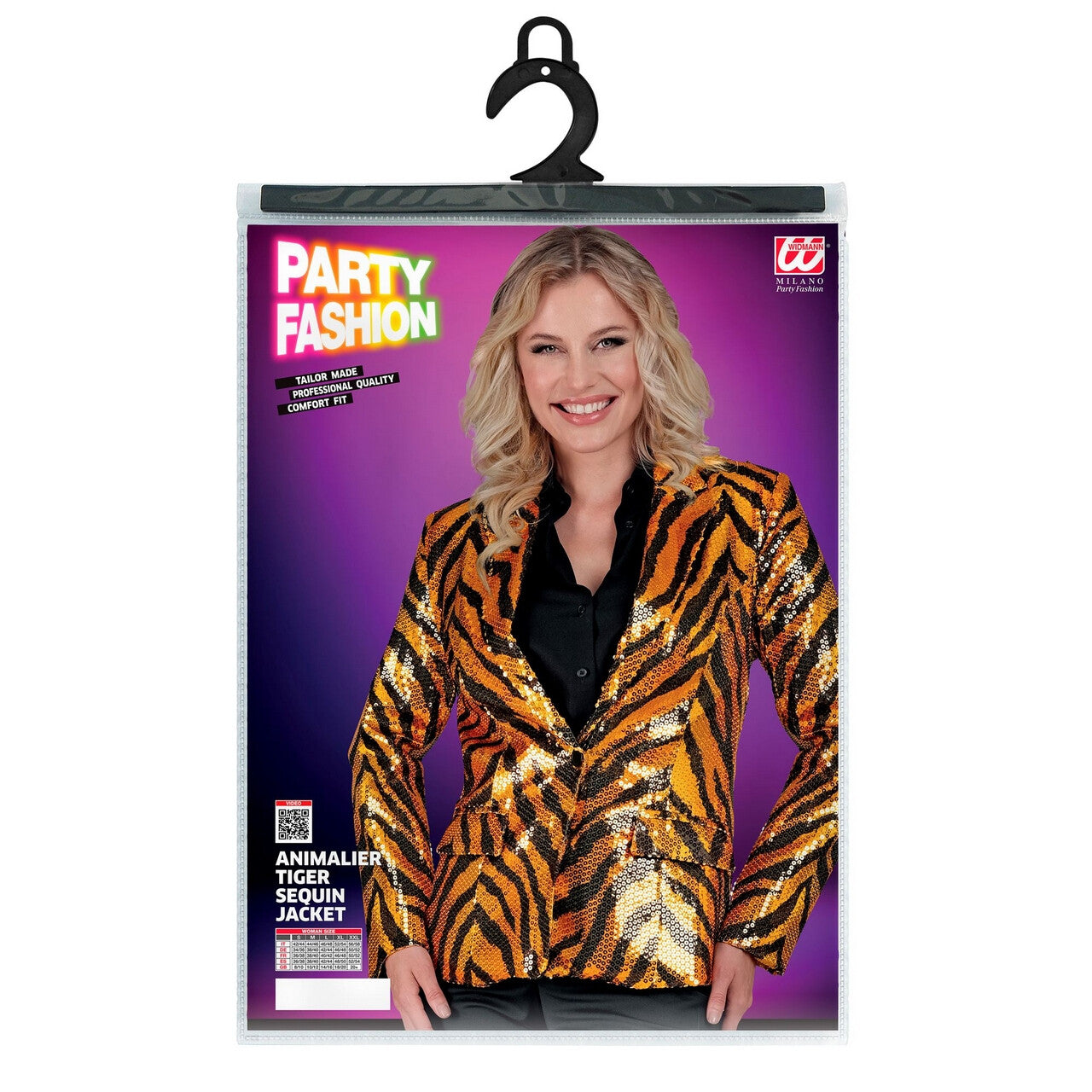 Op deze afbeelding zie je een Kostuums, van het merk Widmann. Pailletten Blazer Big Cat Tigerlove Vrouw