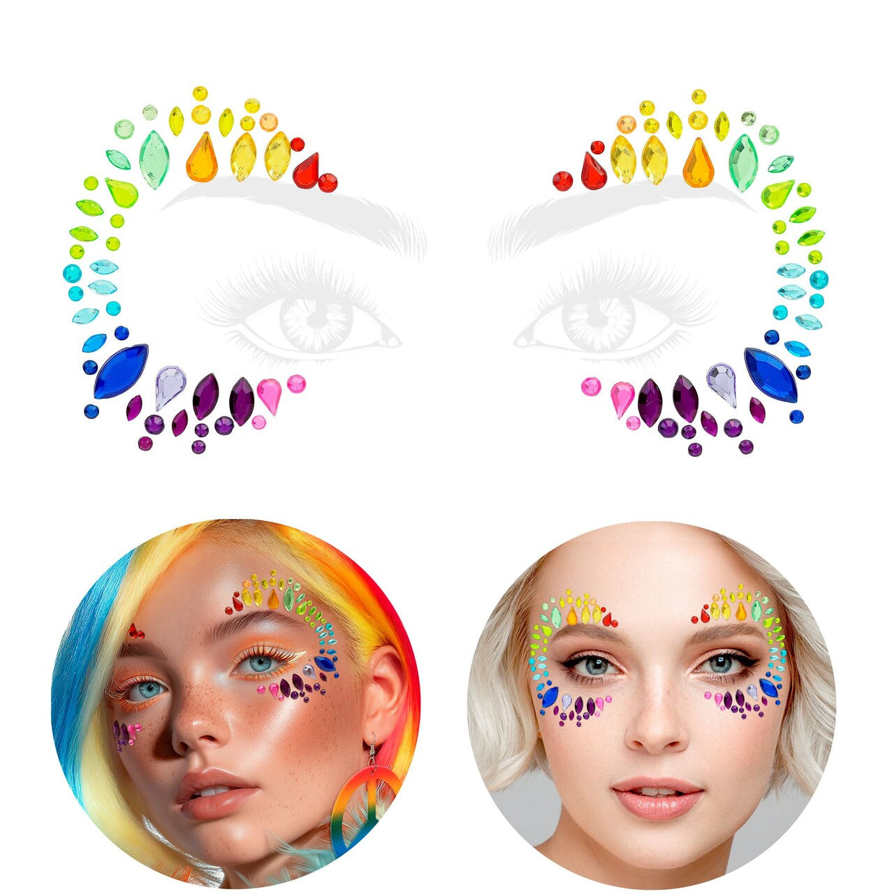 Op deze afbeelding zie je een Decoratie, van het merk Widmann. Gezicht Stickers Pride Queen
