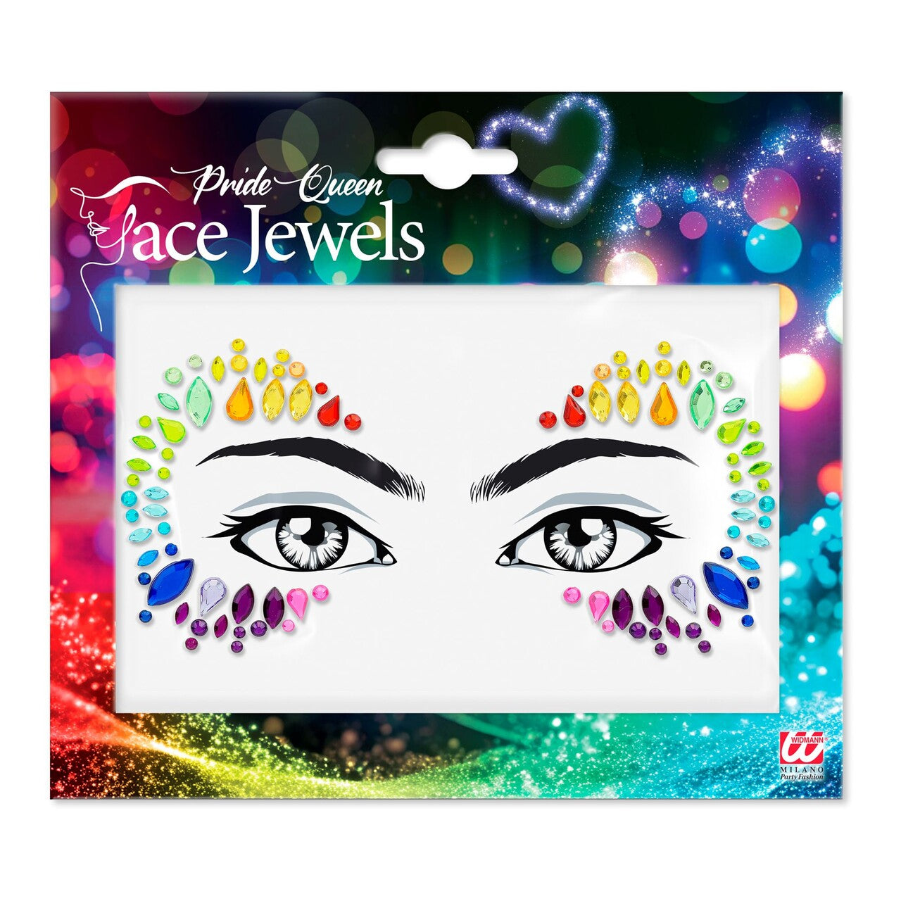Op deze afbeelding zie je een Decoratie, van het merk Widmann. Gezicht Stickers Pride Queen