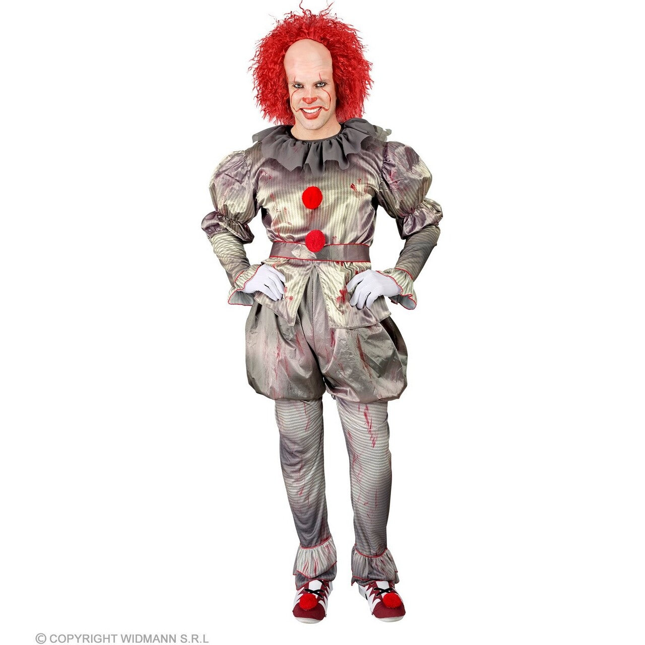 Op deze afbeelding zie je een Kostuums, van het merk Widmann. Moordende Clown Zonder Grappen Man Kostuum