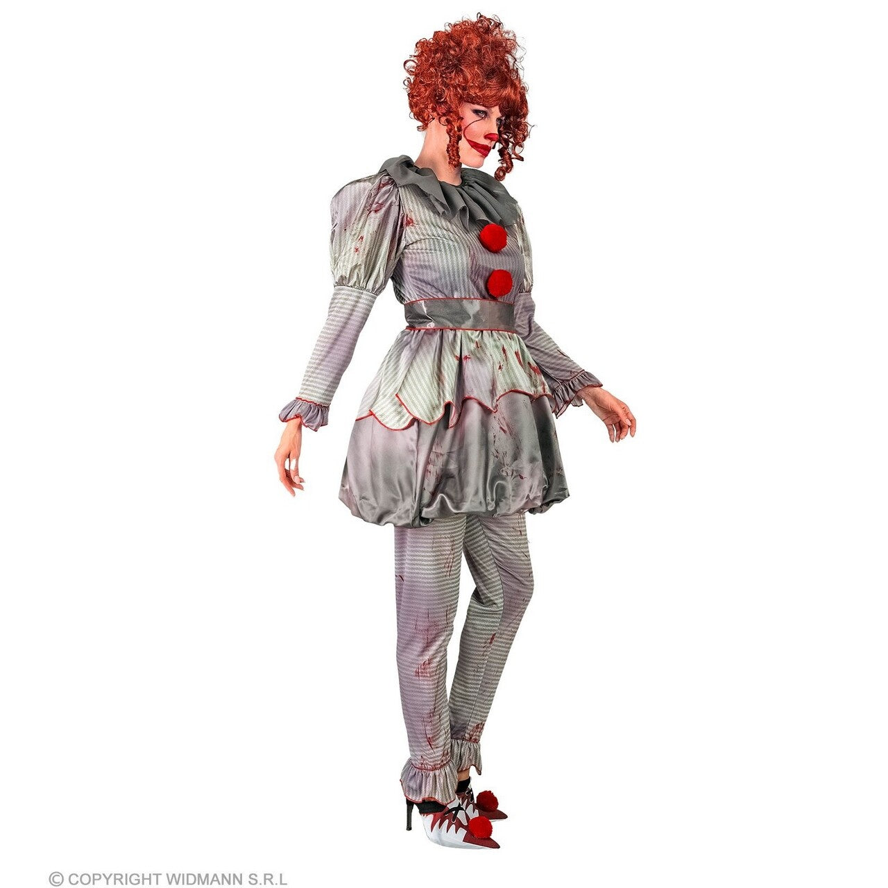 Op deze afbeelding zie je een Kostuums, van het merk Widmann. Moordende Scary Clown Penelope Vrouw Kostuum
