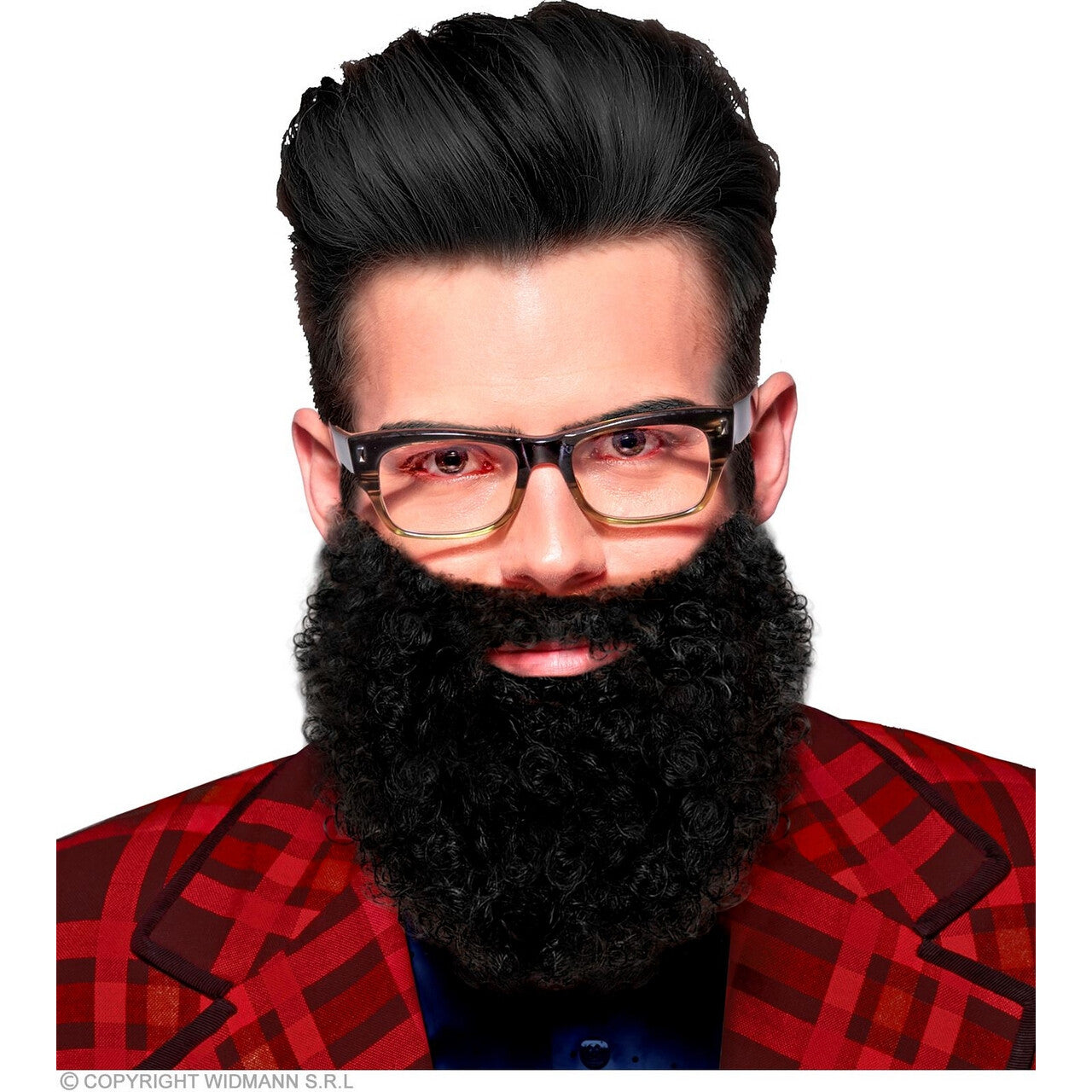 Op deze afbeelding zie je een Accessoires, van het merk Widmann. Zwarte Krullen Baard En Snor