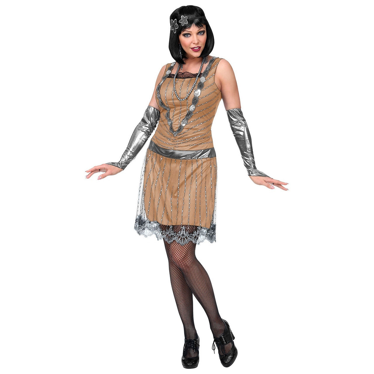 Op deze afbeelding zie je een Kostuums, van het merk Widmann. Jaren 20 Chique Fanny Flapper Vrouw Kostuum