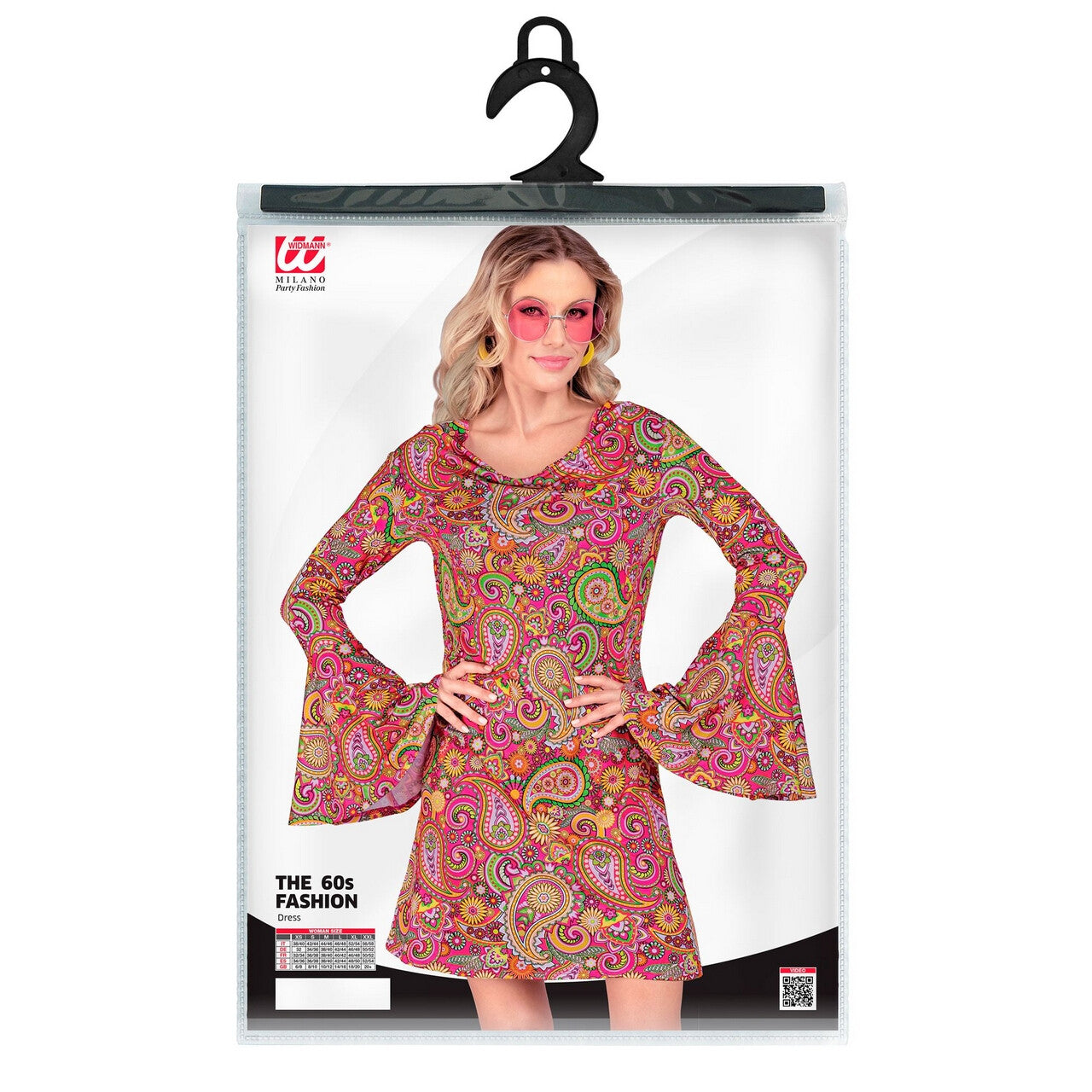 Op deze afbeelding zie je een Kostuums, van het merk Widmann. So Into The 60s Paidge Paisley Jurk Vrouw