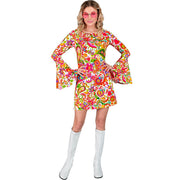 Op deze afbeelding zie je een Kostuums, van het merk Widmann. Super 60s Peace And Flower Jurk Vrouw