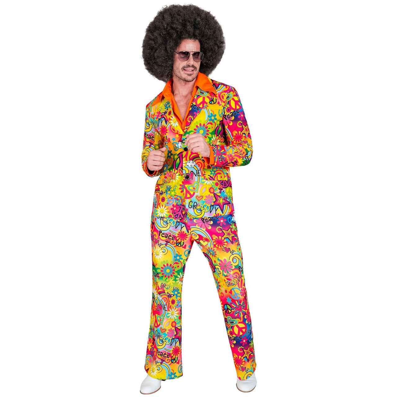 Op deze afbeelding zie je een Kostuums, van het merk Widmann. Super 60s Peace And Love 2delig Man Kostuum