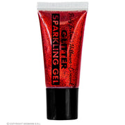 Op deze afbeelding zie je een Accessoires, van het merk Widmann. Sparkling Make-Up Gel Glitters Rood, 25 Milliliter
