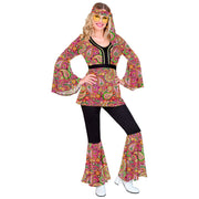 Op deze afbeelding zie je een Kostuums, van het merk Widmann. Dance All Night Hippie Jaren 60 Style Vrouw Kostuum