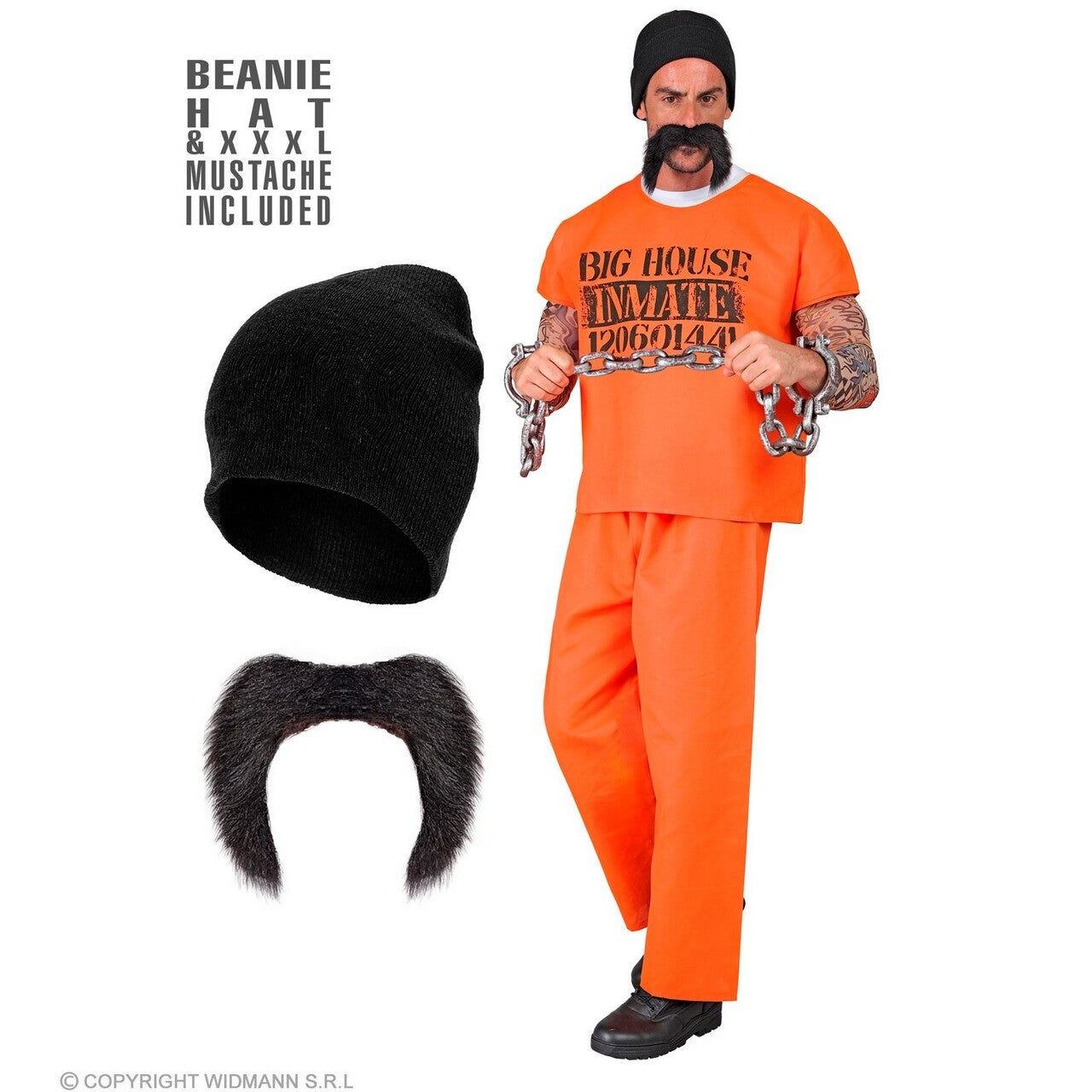 Op deze afbeelding zie je een Kostuums, van het merk Widmann. Staats Gevangene Big House Man Kostuum
