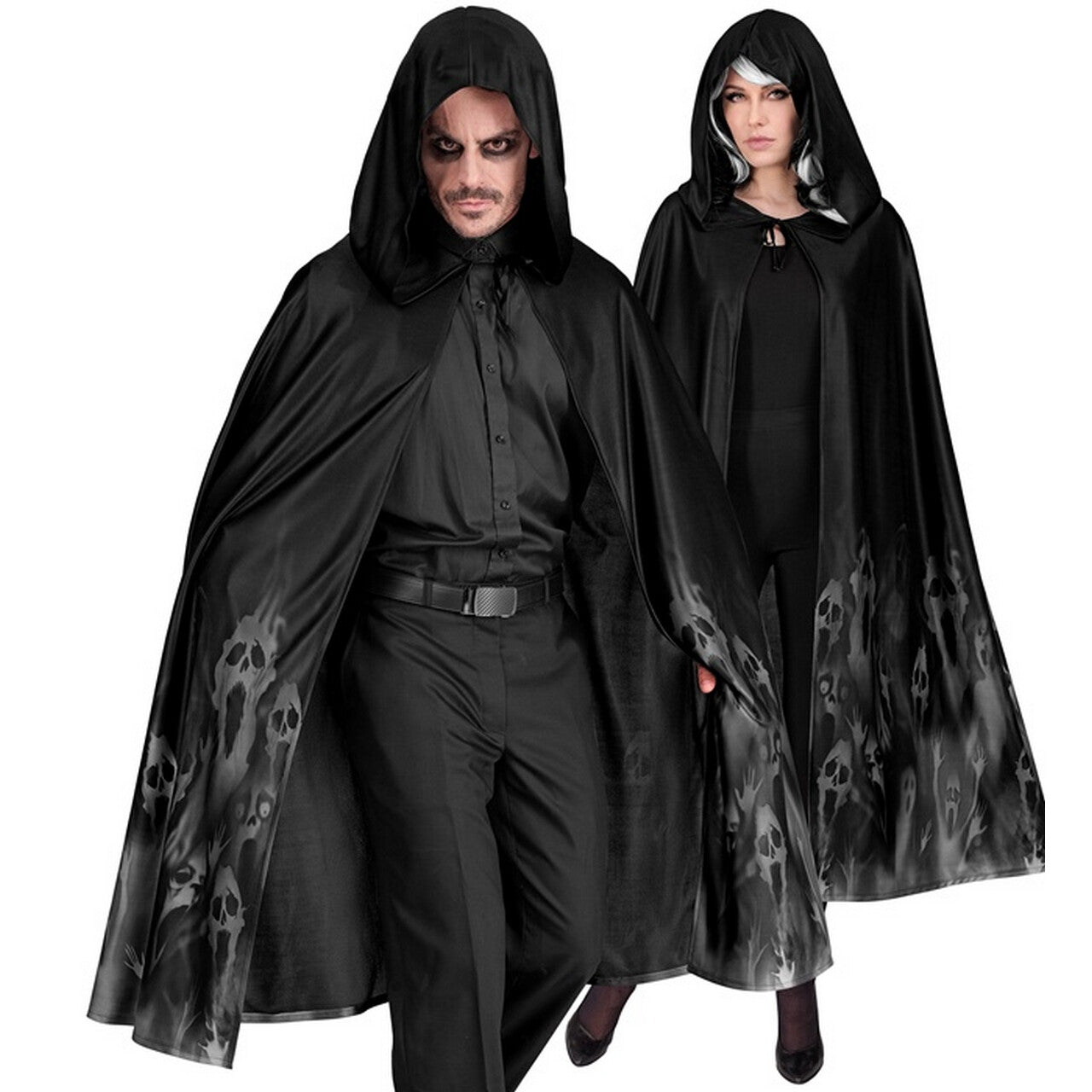 Op deze afbeelding zie je een Kostuums, van het merk Widmann. Zwarte Cape 120 Centimeter Ghost Scream Kostuum